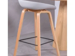 Banqueta nórdica com pernas em faia (63cm) - Daxer - Cinza claro