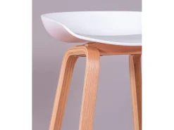 Banqueta nórdica com pés em madeira de faia (75cm) - Daxer - Branco