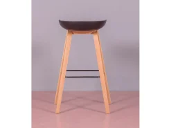 Banqueta nórdica com pés em madeira de faia (75cm) - Daxer - Preto