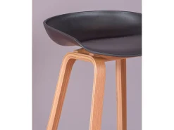 Banqueta nórdica com pés em madeira de faia (75cm) - Daxer - Preto