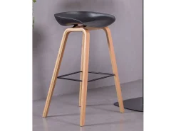 Banqueta nórdica com pés em madeira de faia (75cm) - Daxer - Preto