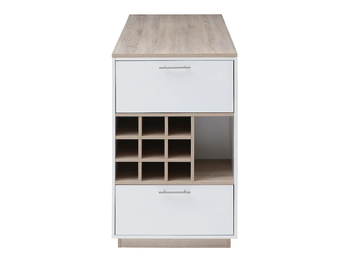 Bar com espaço para armazenamento - Branco e natural - ANOSKI