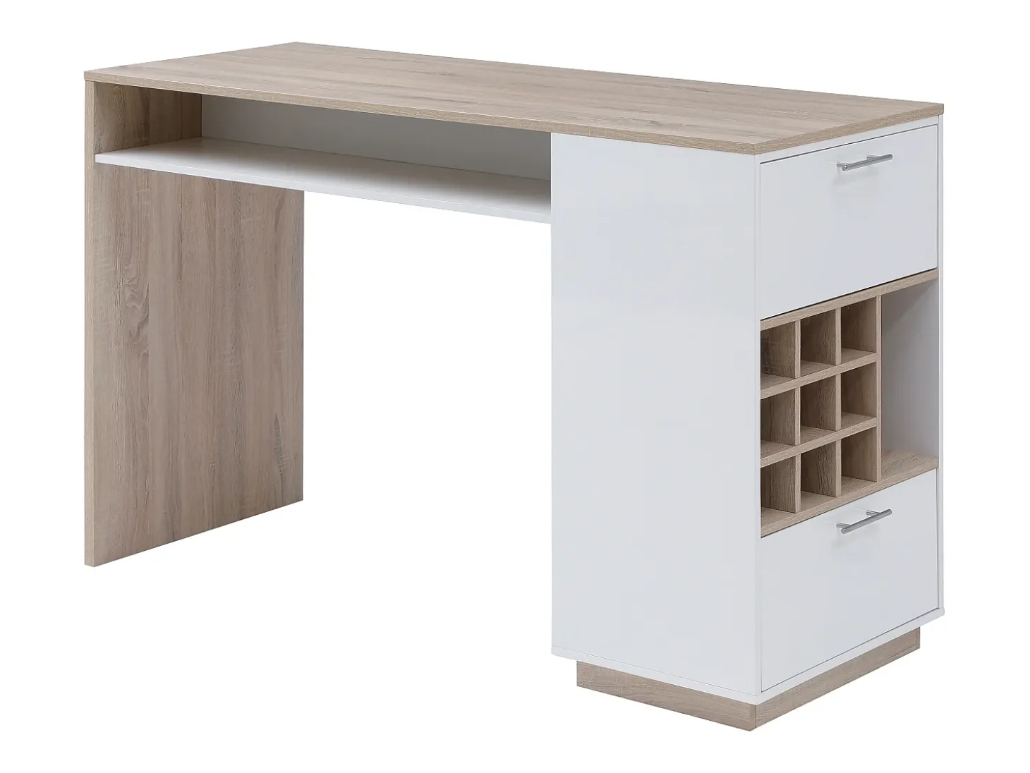 Bar com espaço para armazenamento - Branco e natural - ANOSKI