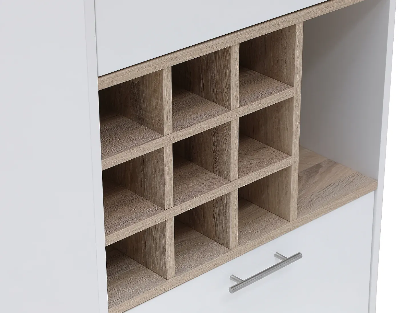 Bar com espaço para armazenamento - Branco e natural - ANOSKI