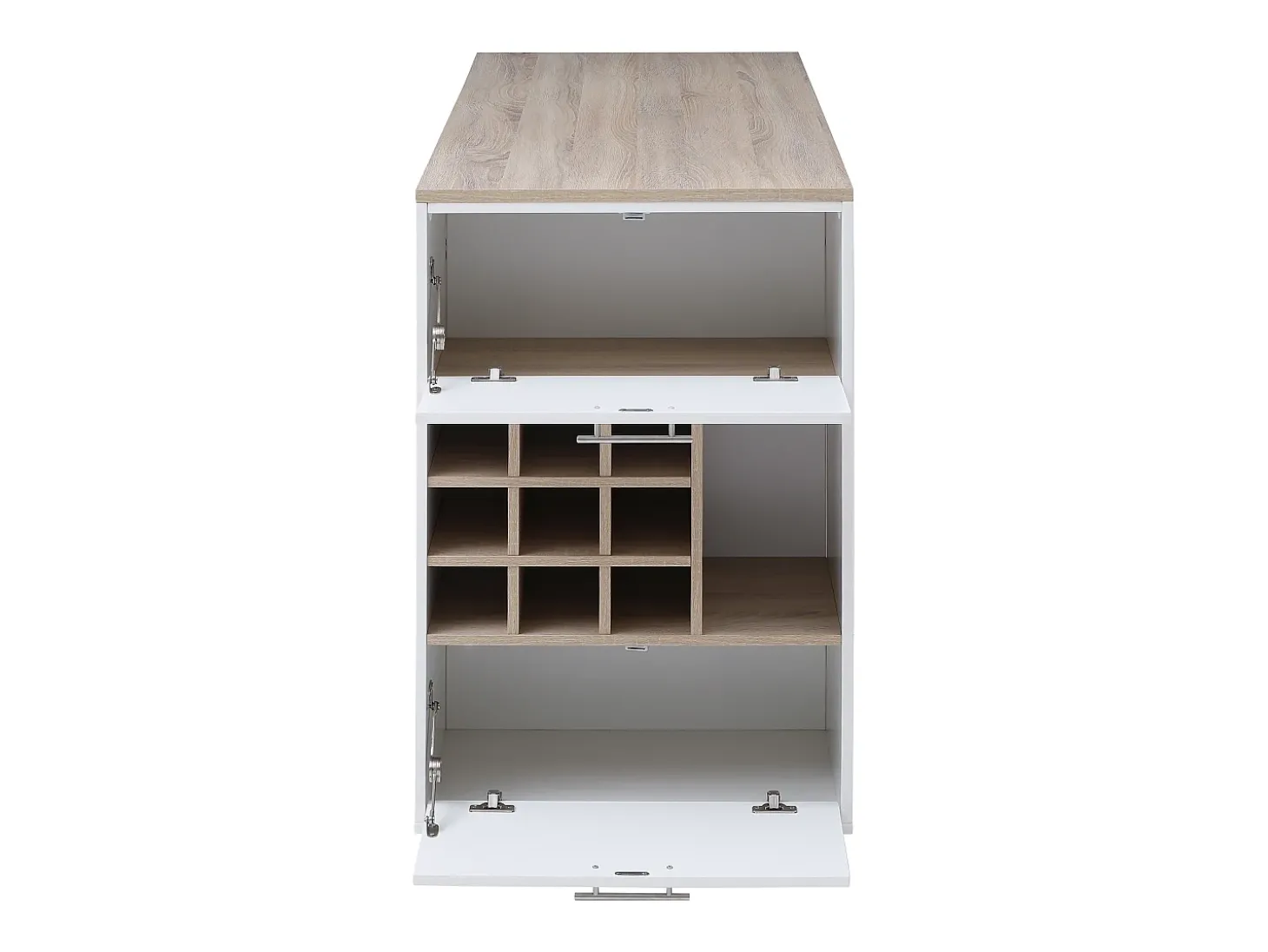 Bar com espaço para armazenamento - Branco e natural - ANOSKI
