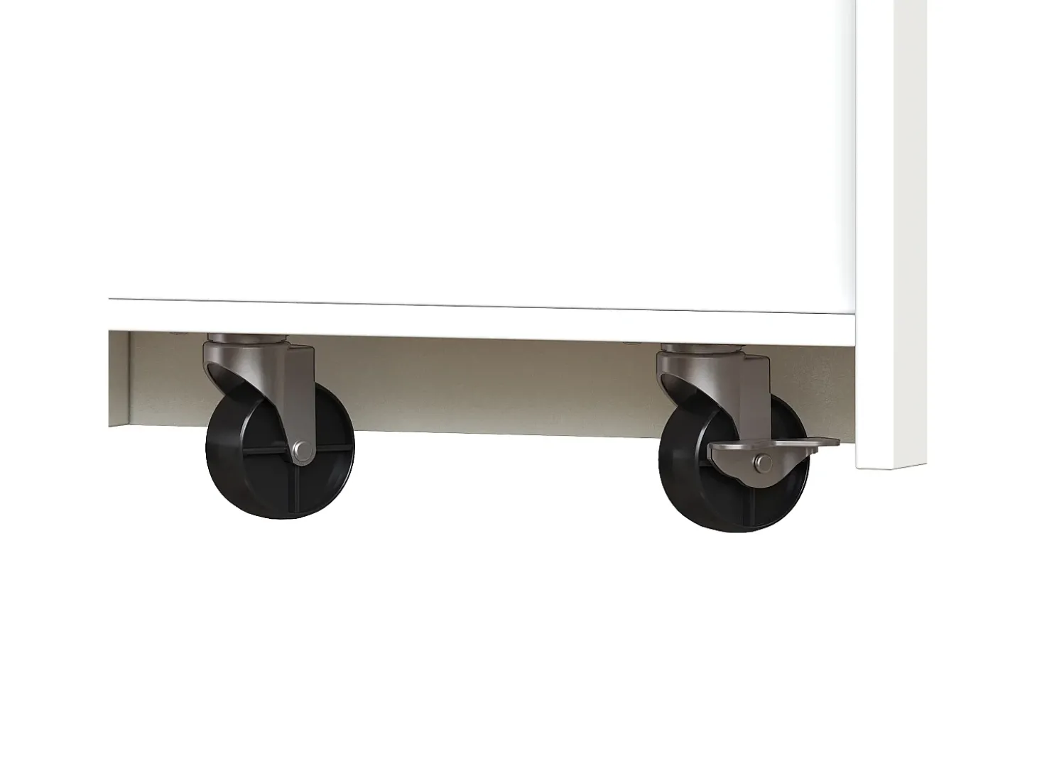 Bar extensível com 2 gavetas e 2 portas - Tampo extensível com rodízios - Branco e madeira