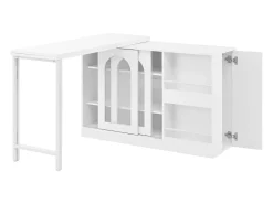 Bar giratório com 2 portas de vidro - Tampo reversível - Branco