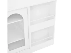 Bar giratório com 2 portas de vidro - Tampo reversível - Branco