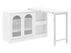Bar giratório com 2 portas de vidro - Tampo reversível - Branco