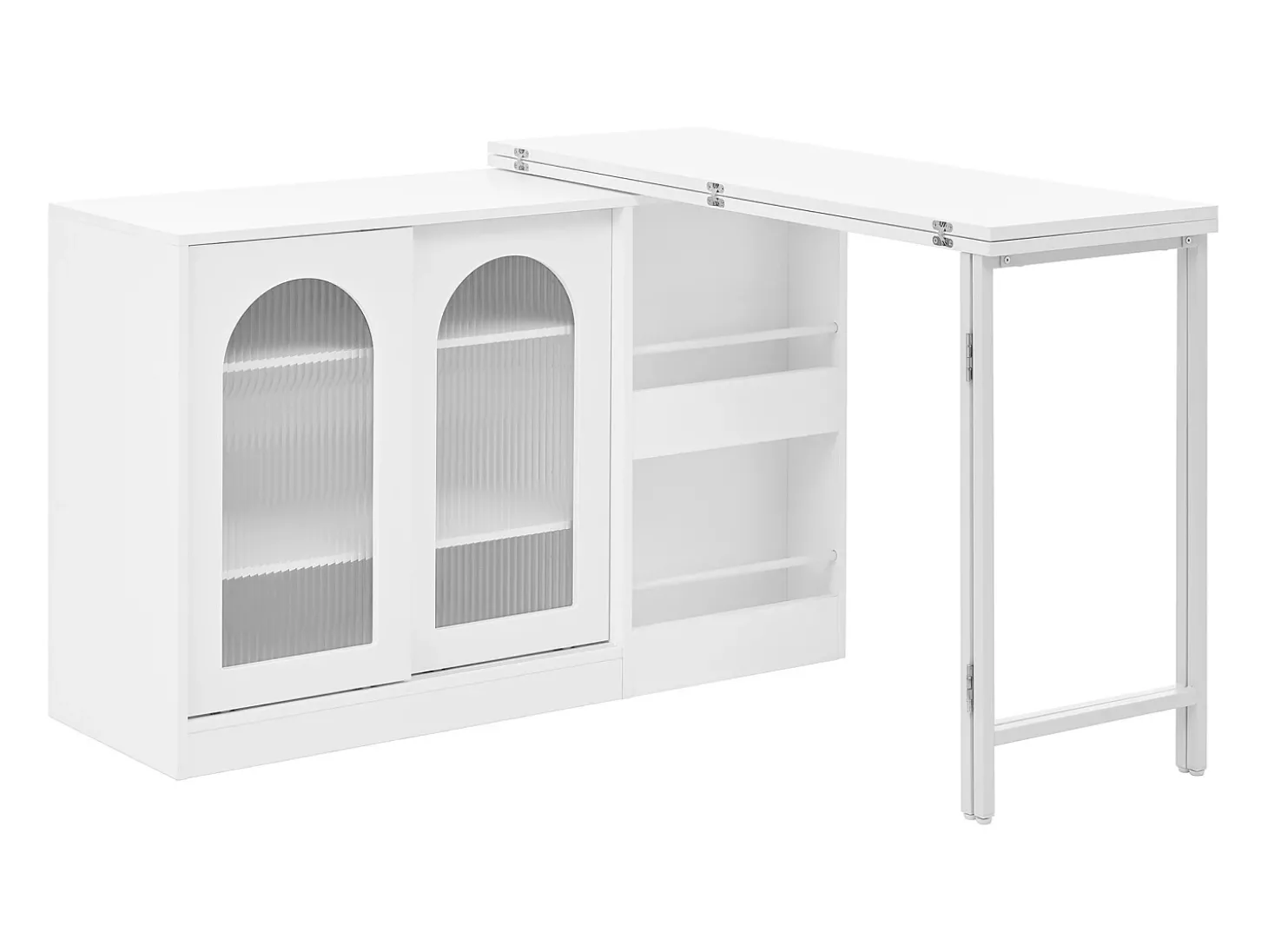 Bar giratório com 2 portas de vidro - Tampo reversível - Branco