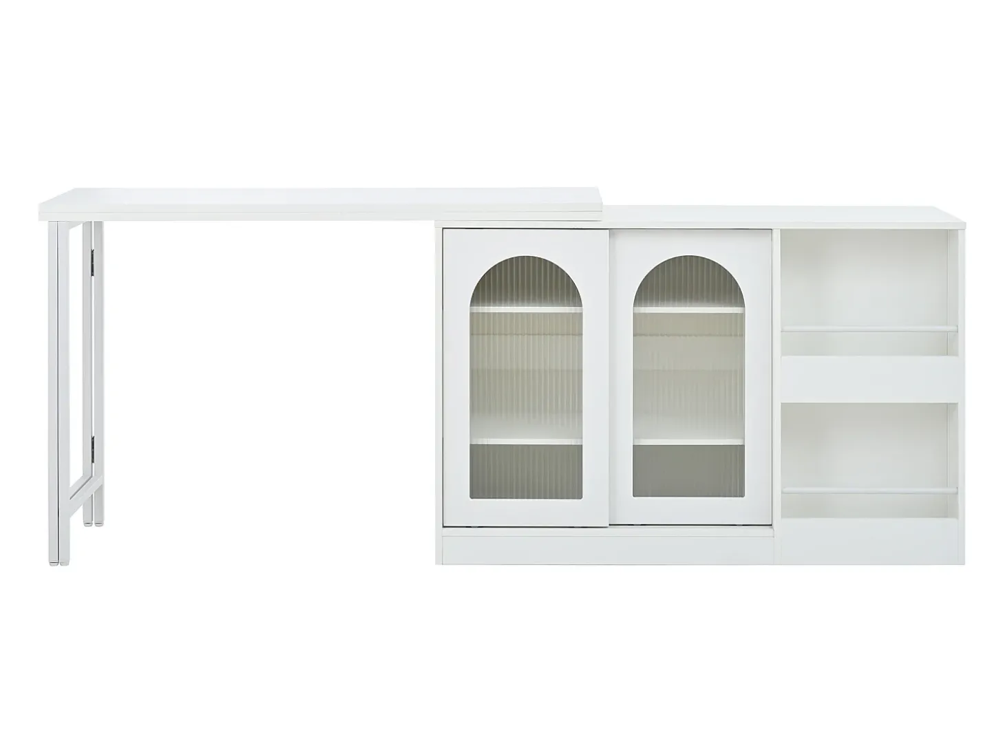 Bar giratório com 2 portas de vidro - Tampo reversível - Branco