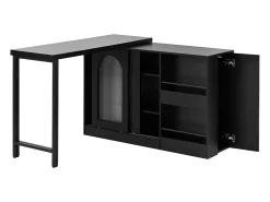 Bar giratório com 2 portas de vidro - Tampo reversível - Preto