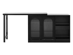 Bar giratório com 2 portas de vidro - Tampo reversível - Preto