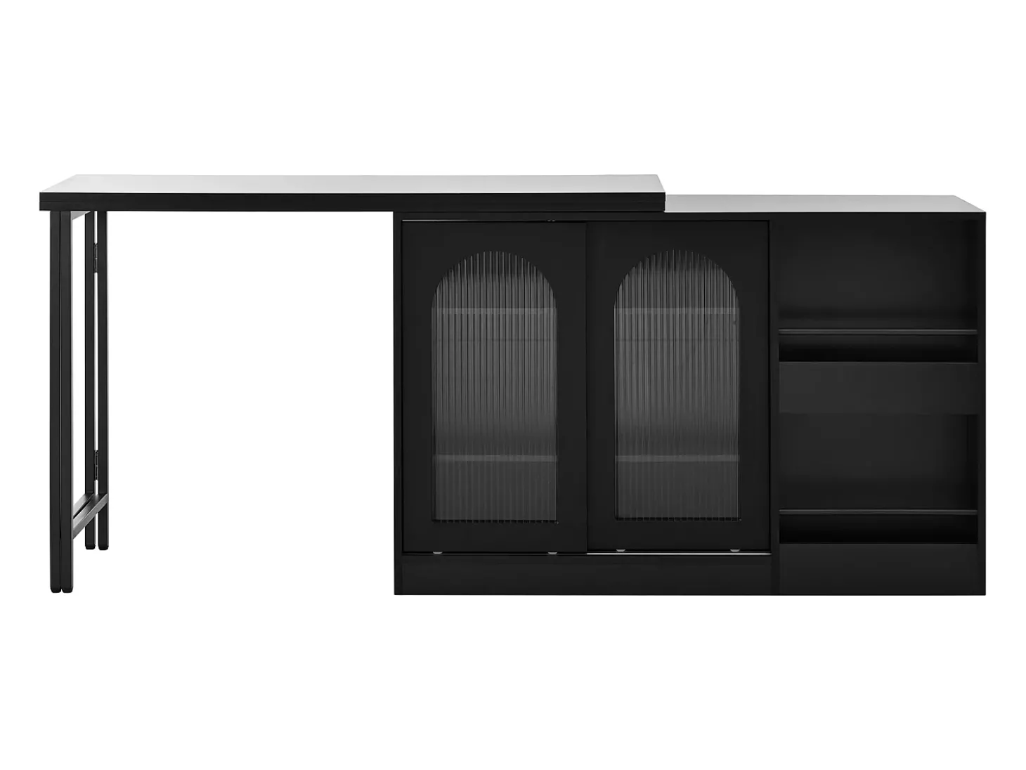 Bar giratório com 2 portas de vidro - Tampo reversível - Preto