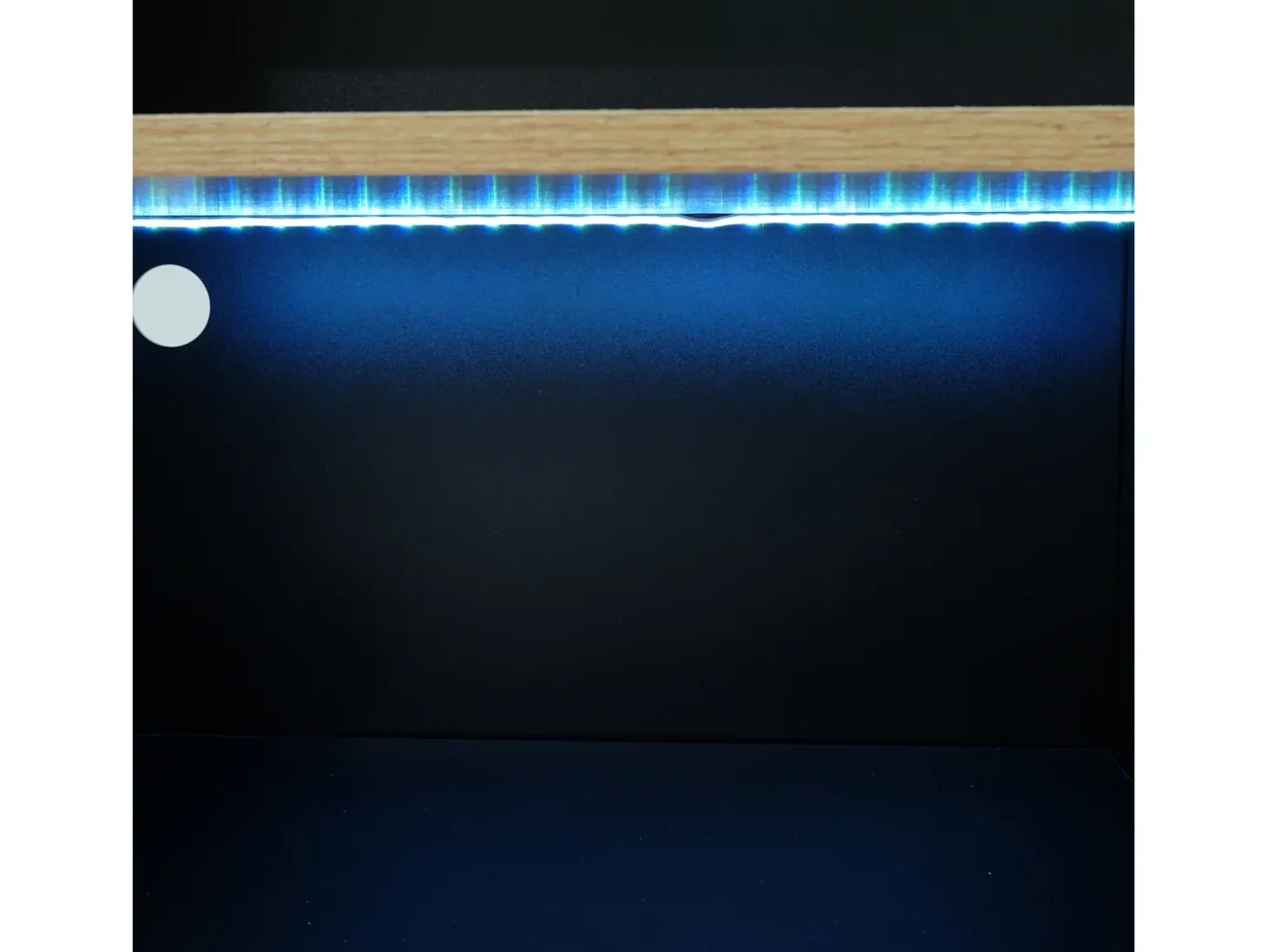 Bar giratório com iluminação LED e 2 portas de vidro - Preto e bege claro
