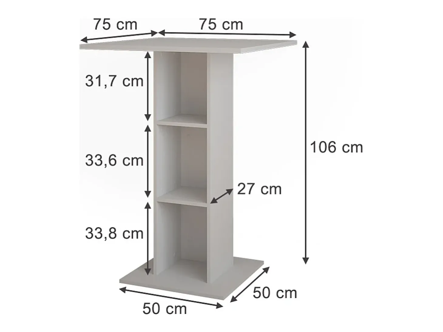 Bartisch branco 75x75x106 repose