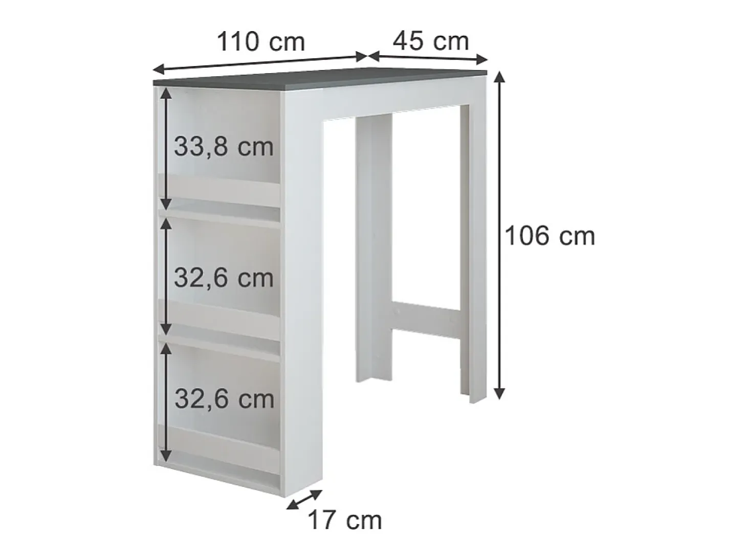 Bartisch branco/antracite 45x110x106 repose