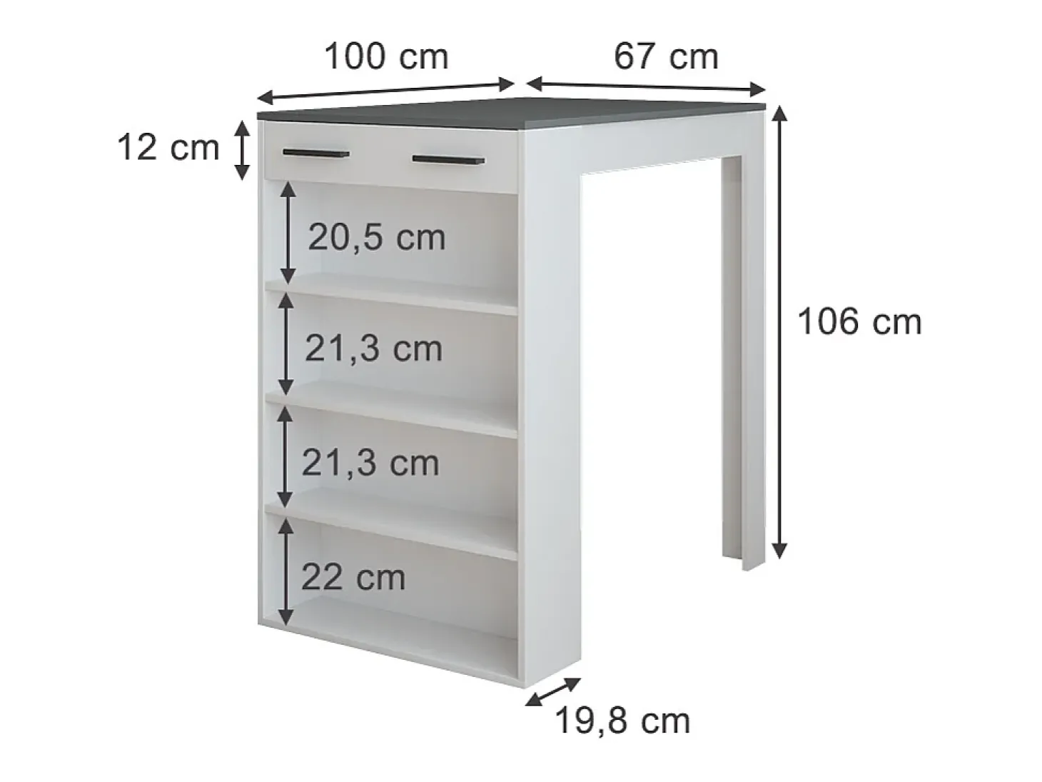 Bartisch branco/antracite 67x100x106 repose