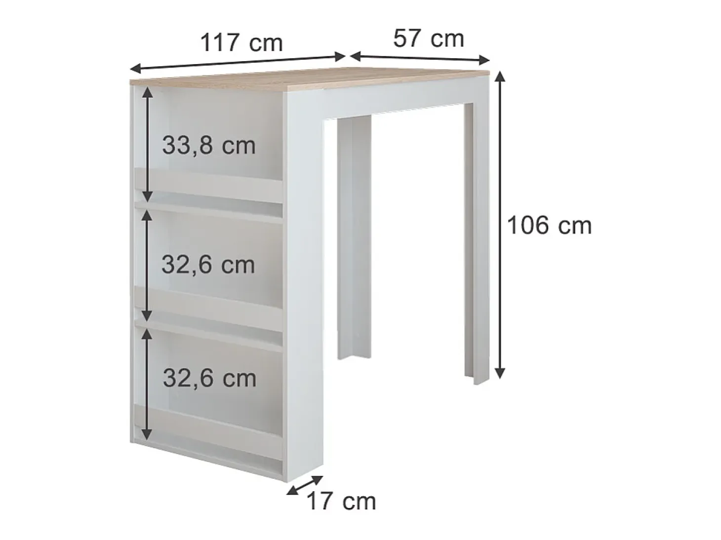 Bartisch branco/sonoma 57x117x106 repose