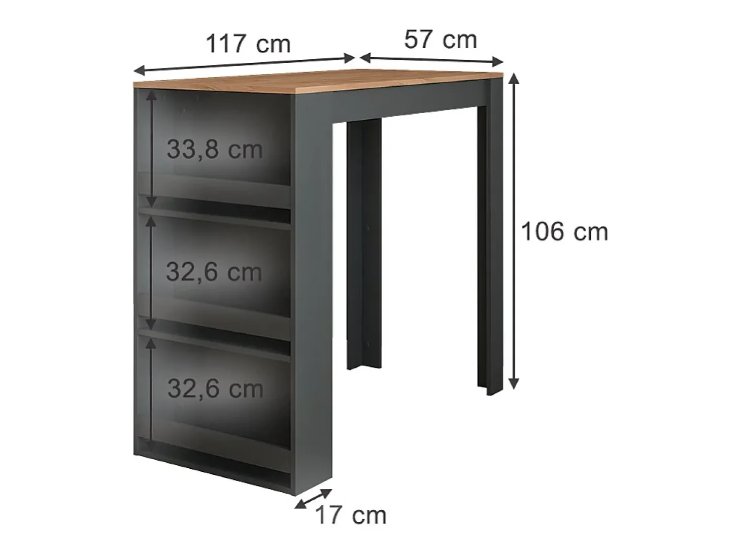Bartisch carvalho goldkraft/antracite 57x117x106 repose