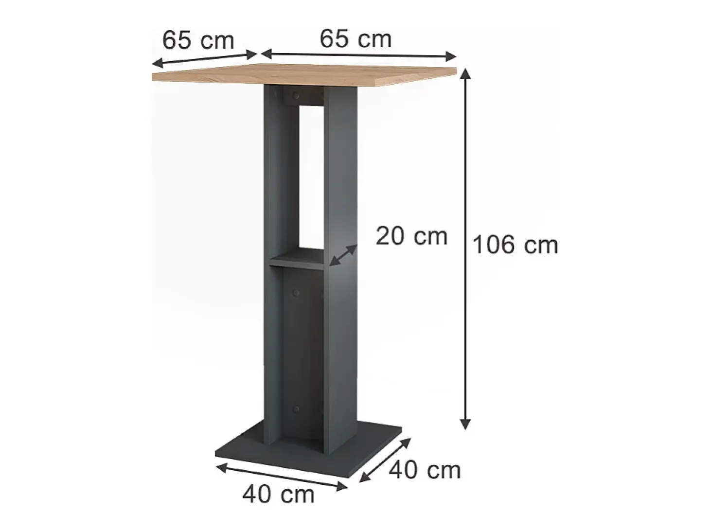 Bartisch carvalho goldkraft/antracite 65x65x106 repose