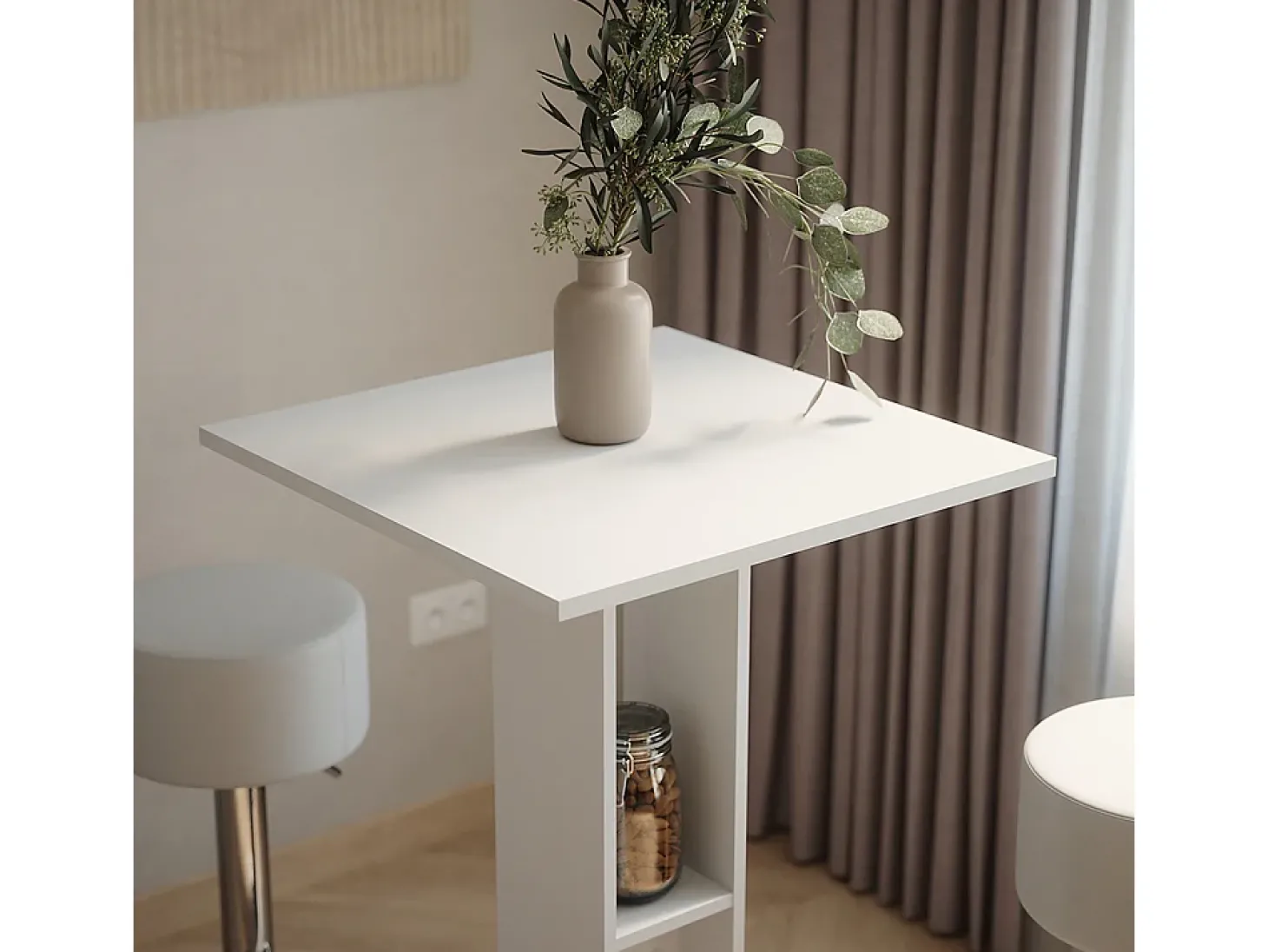 Bartisch-Set branco 65x65x106 repose