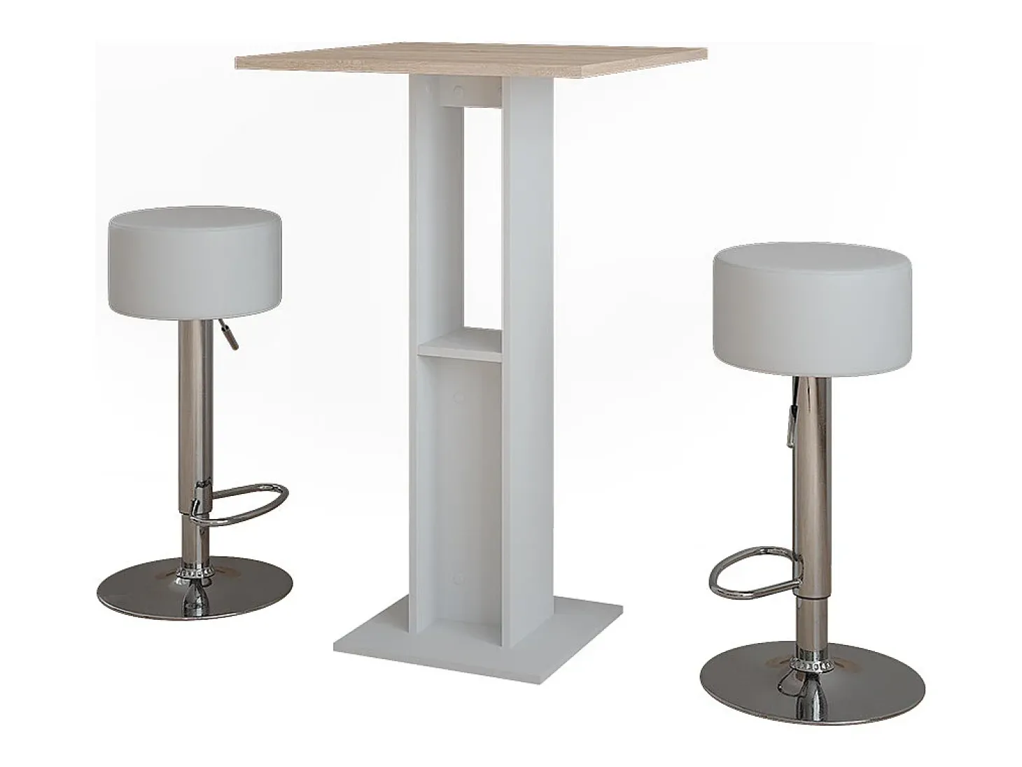 Bartisch-Set branco/sonoma 65x65x106 repose