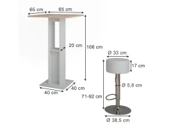 Bartisch-Set branco/sonoma 65x65x106 repose