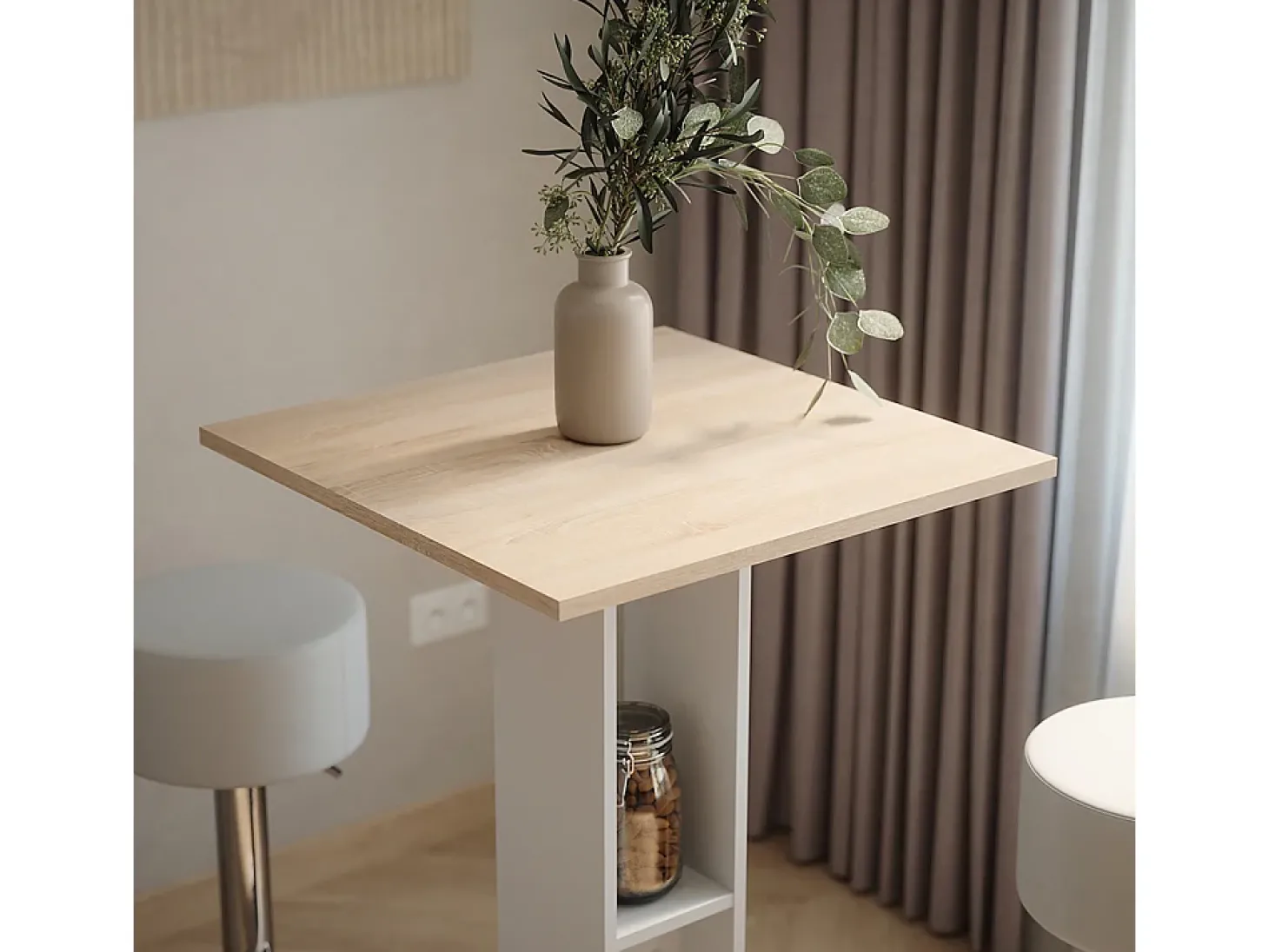 Bartisch-Set branco/sonoma 65x65x106 repose