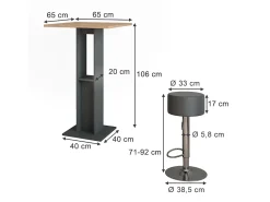 Bartisch-Set carvalho goldkraft/antracite 65x65x106 repose