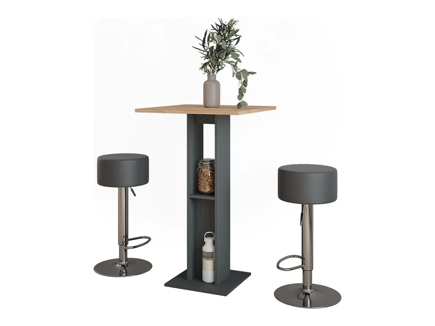 Bartisch-Set carvalho goldkraft/antracite 65x65x106 repose