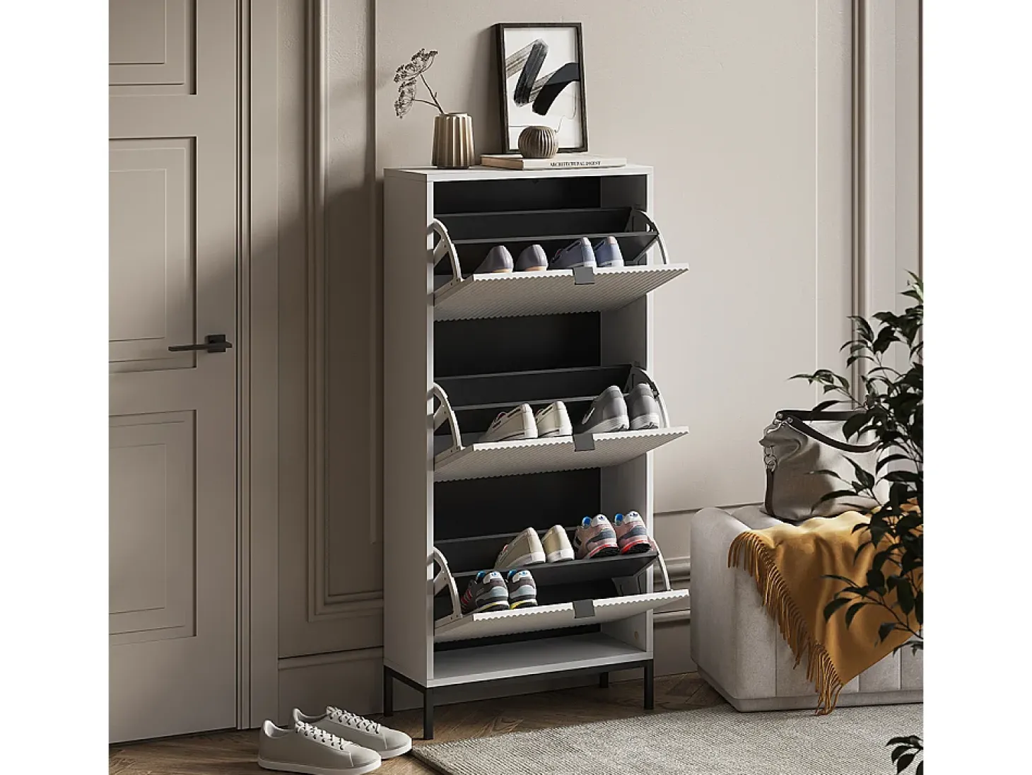 Basculante de sapatos branco 60x24x130 eliza