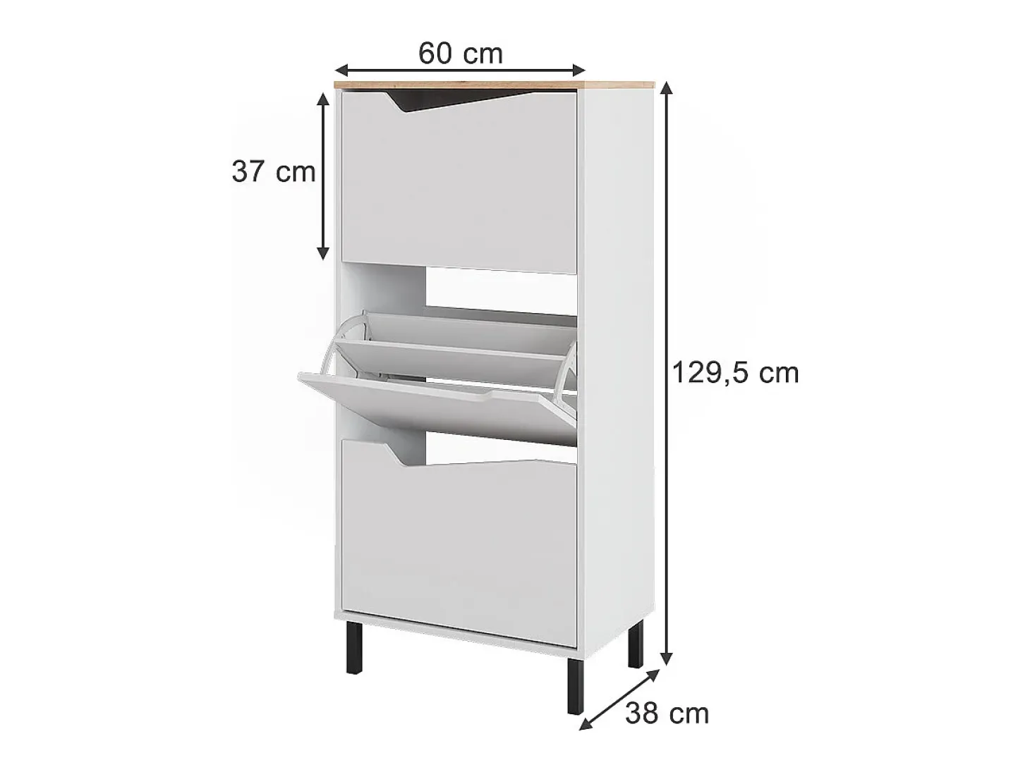 Basculante de sapatos branco/artesanal 60x38x129.5 marelle