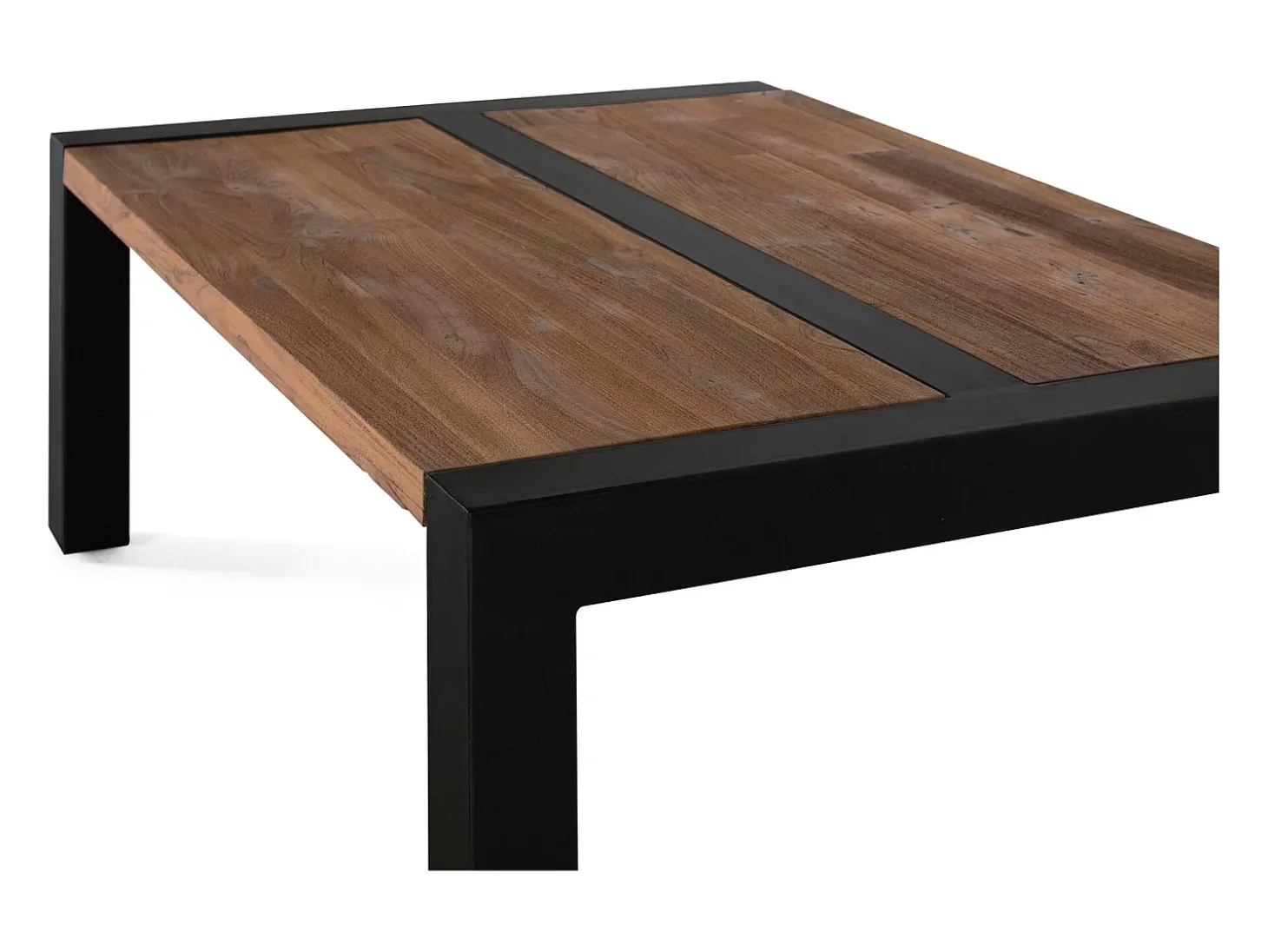 Base da mesa em madeira e metal.