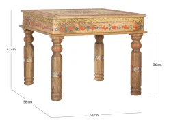 Base da mesa em manguier com detalhes minuciosos no principal