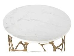 Base de mesa artesanal em mármore e alumínio.