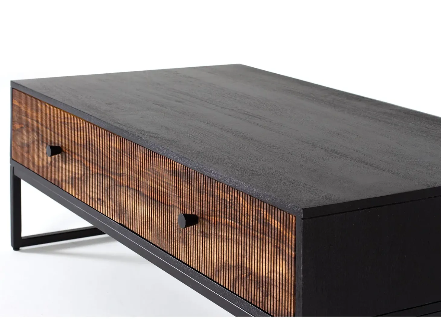 Base de mesa madeira palissandre e manguier com metal