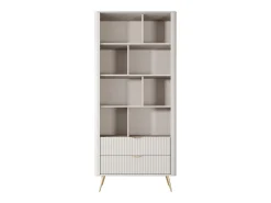 Biblioteca 2 gavetas e 8 nichos MDF bege e dourado - ELONARIA de Pascal Morabito