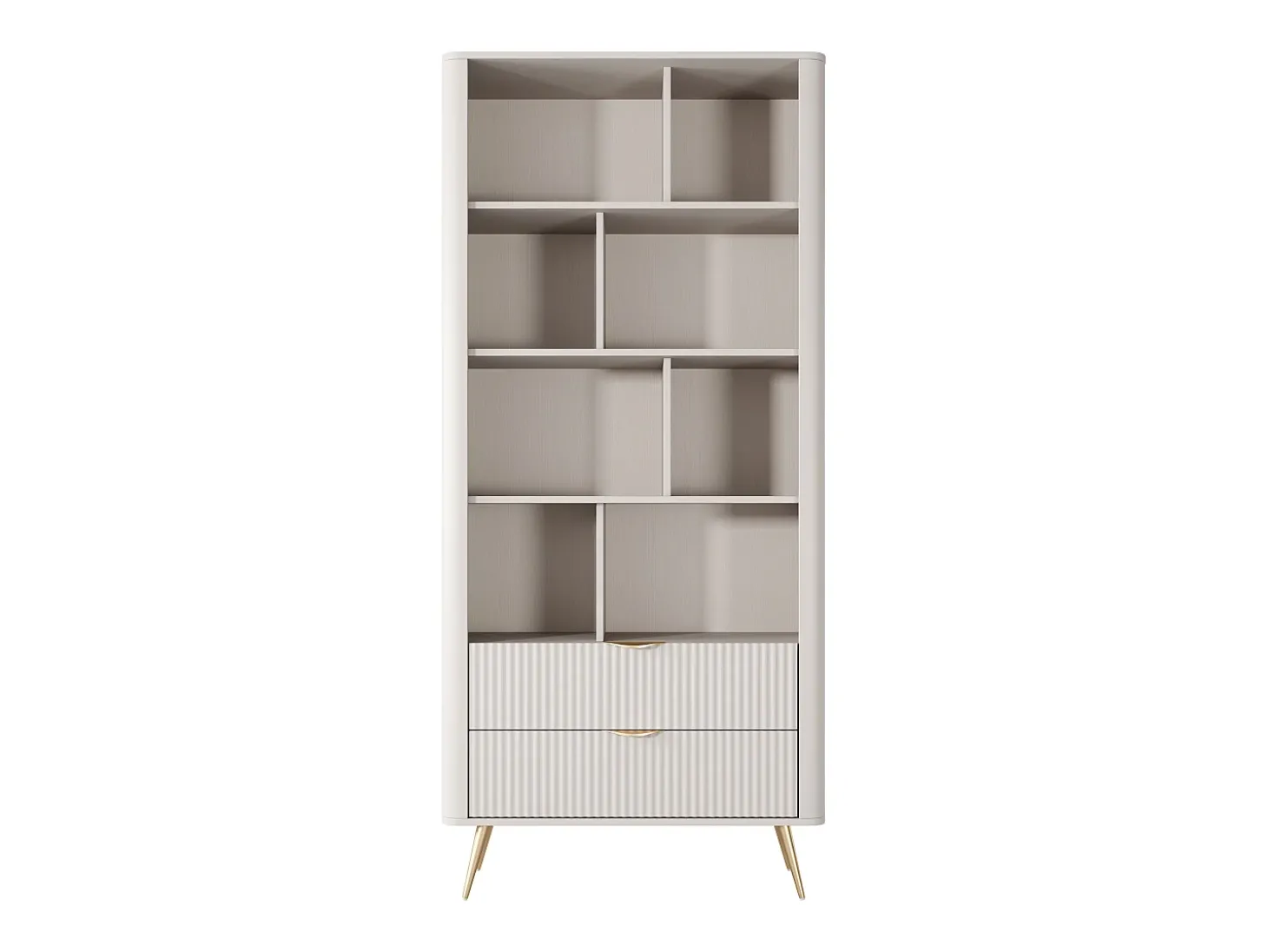 Biblioteca 2 gavetas e 8 nichos MDF bege e dourado - ELONARIA de Pascal Morabito