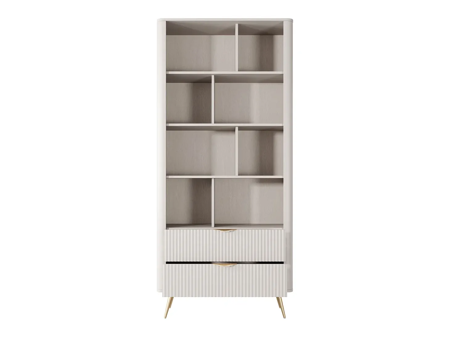 Biblioteca 2 gavetas e 8 nichos MDF bege e dourado - ELONARIA de Pascal Morabito