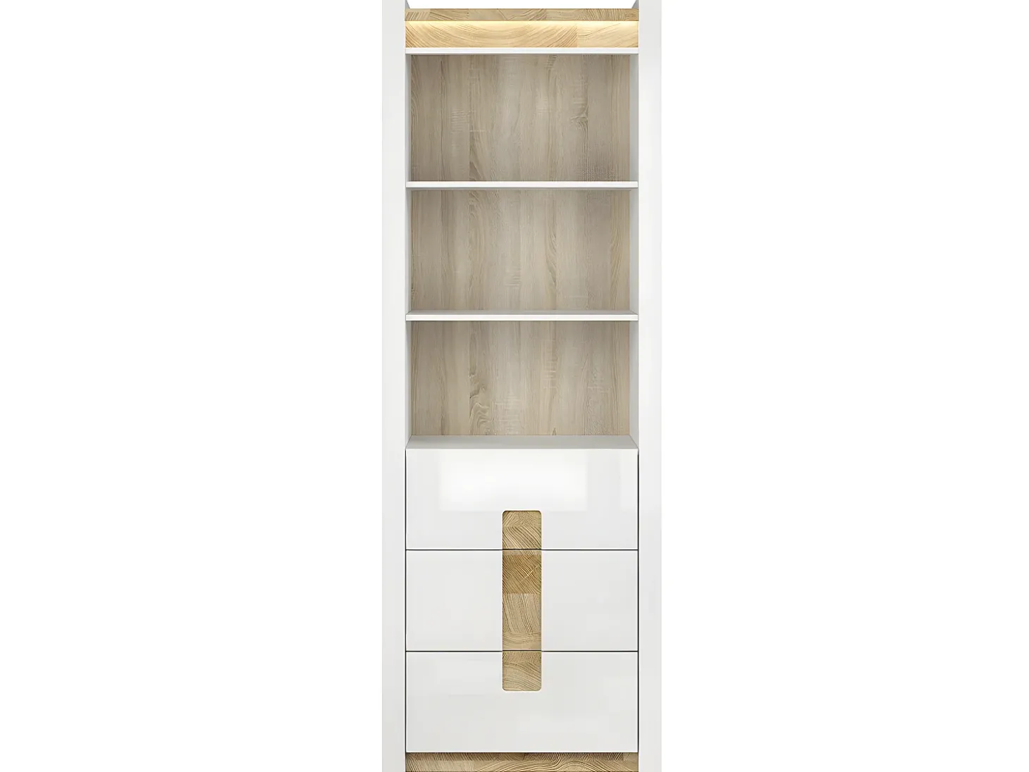 Biblioteca 3 gavetas Helios branco e madeira 202cm