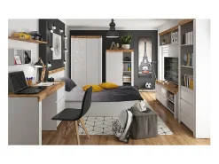 Biblioteca 3 gavetas Hella branco e madeira 203cm