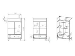Biblioteca 1 porta 1 gaveta Alycia bege - cinzento - efeito madeira 132cm