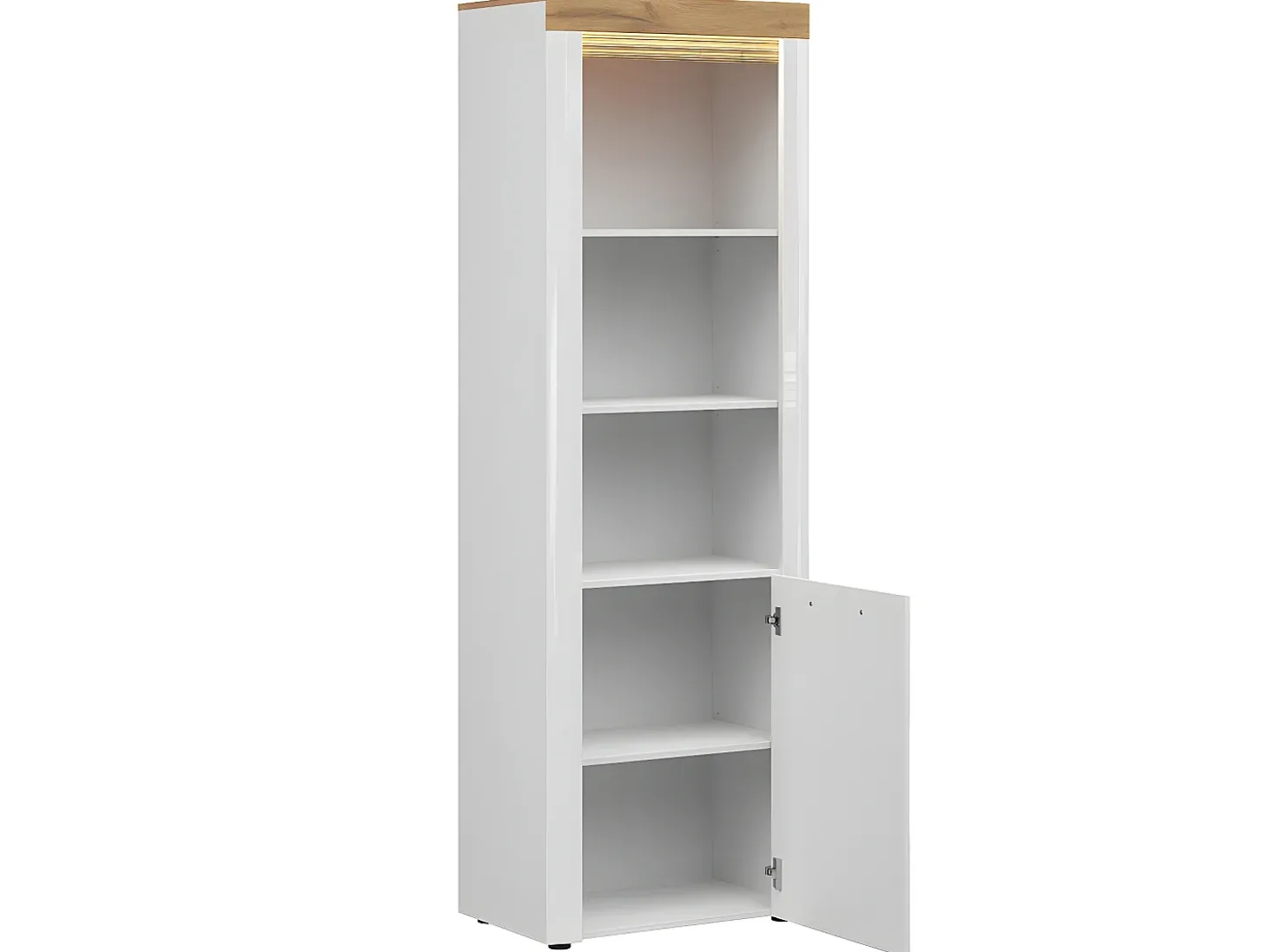Biblioteca 1 porta Nara branco e madeira 205cm