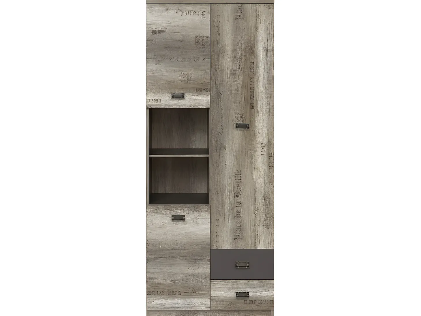 Biblioteca 3 portas 2 gavetas Abel madeira e cinzento 205cm