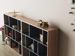 Biblioteca 3 prateleiras - A117cm x C119cm x P32cm nogueira e antracite - Nack