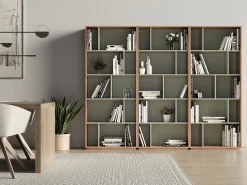 Biblioteca 5 prateleiras - A191cm x C80cm x P32cm nogueira e verde - Nack