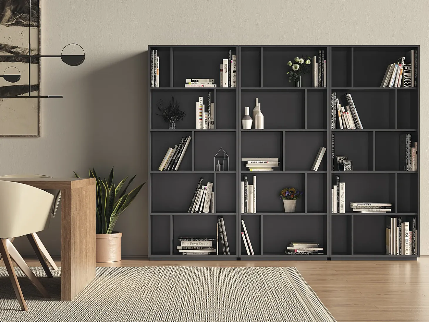 Biblioteca 5 prateleiras - A191cm x C80cm x P32cm antracite - Nack