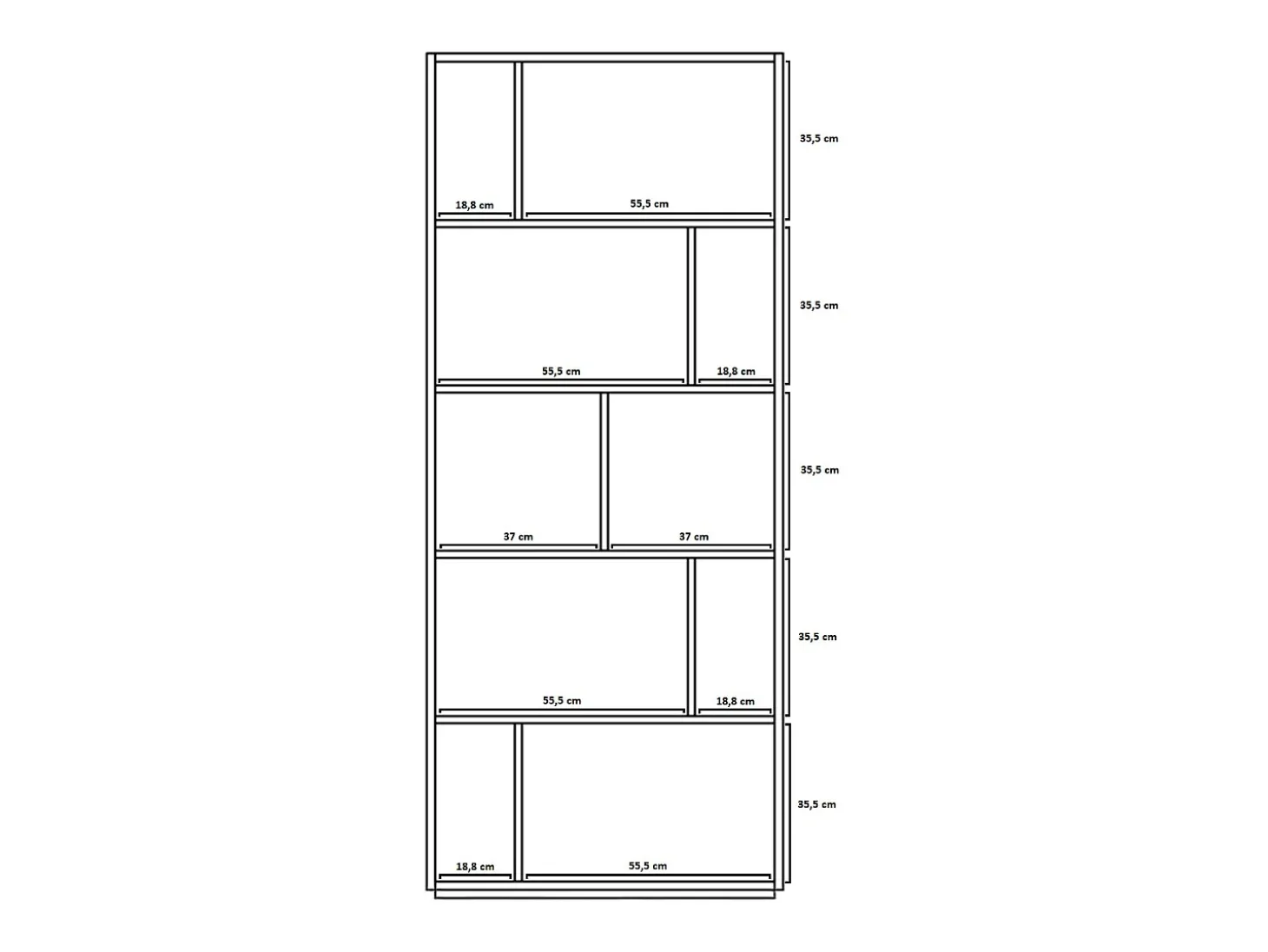 Biblioteca 5 prateleiras - A191cm x C80cm x P32cm antracite - Nack