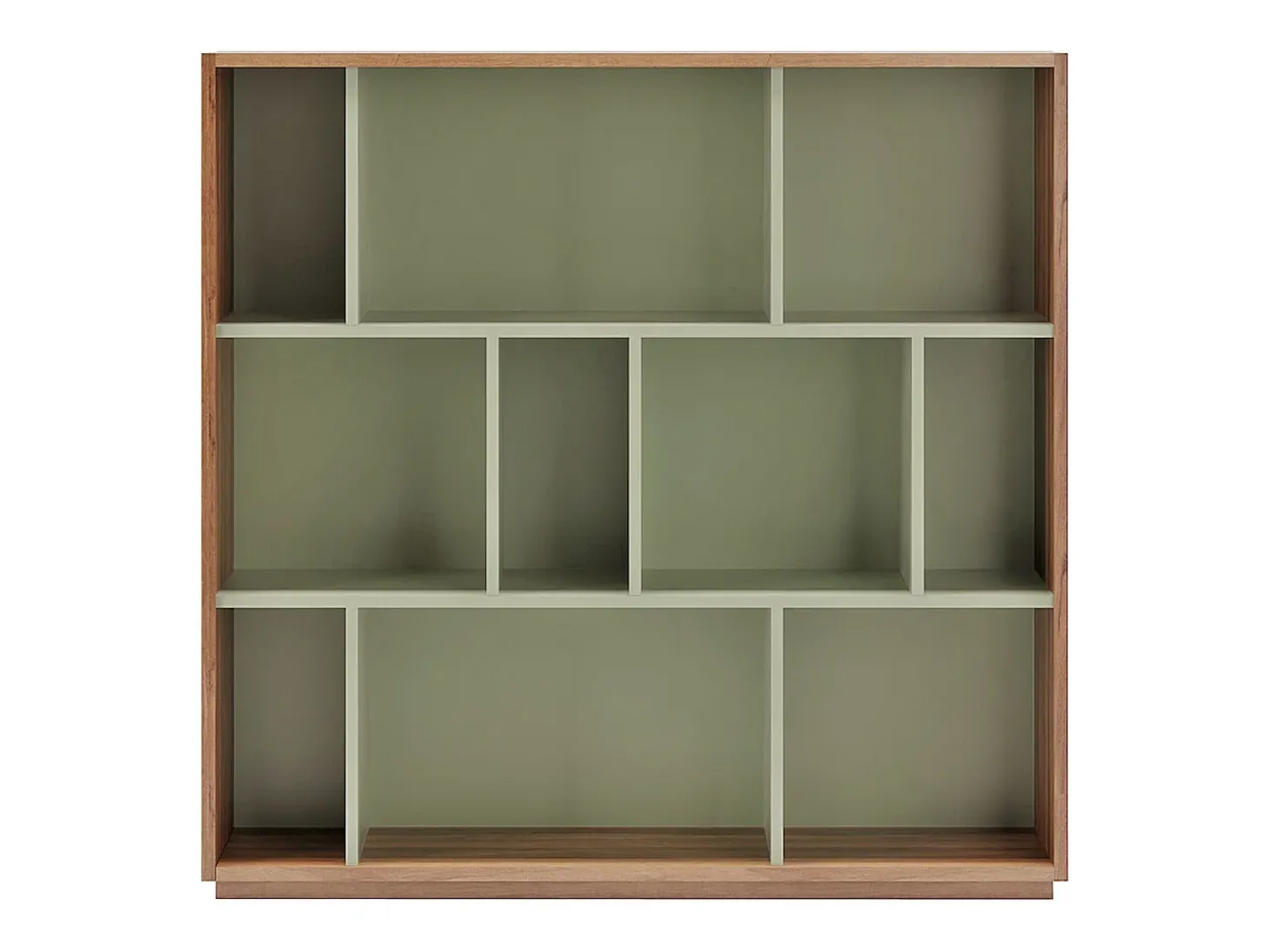 Biblioteca 3 prateleiras - A117cm x C119cm x P32cm nogueira e verde - Nack